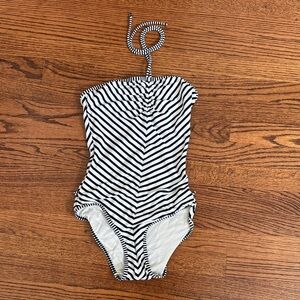Juicy Couture Black and White Striped One Piece Swimsuit
